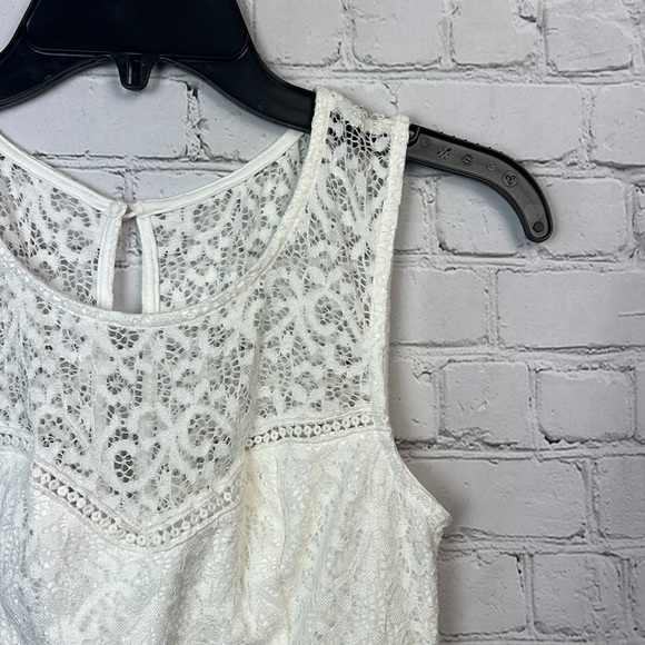 BCX White Lace & Periwinkle Blue Chiffon Dress Juniors Size 3 - Picture 4 of 9